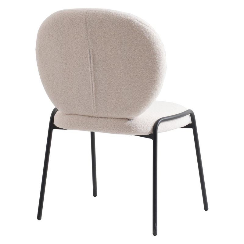 LeisureMod Celestial Modern Dining Chair in Upholstered Cotton Boucle with Black Iron Frame, 4 of 6