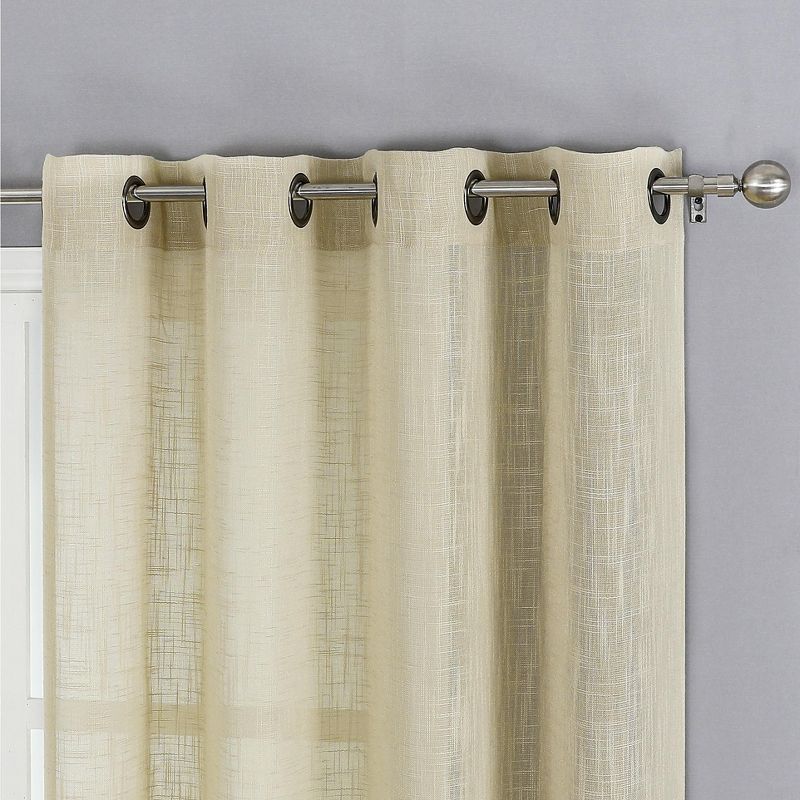 Kate Aurora 2 Pack Lux Thread Premium Woven Grommet Top Sheer Curtain Panels, 2 of 8