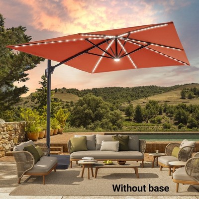 Sonkuki 11.5×9FT Offset Outdoor Solar LED Patio Aluminum Cantilever Umbrella with Infinite Canopy Angle Adjustment