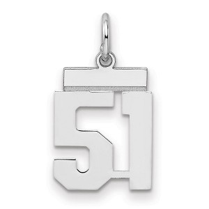 Black Bow Jewelry Sterling Silver, Athletic Collection, Small Polished Number 51 Pendant - 1 of 3