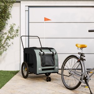 vidaXL Pet Bike Trailer Black and Gray Oxford Fabric and Iron - 1 of 4