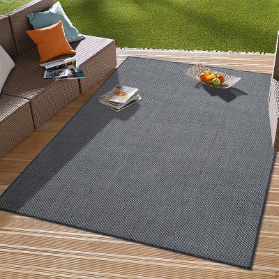 Reversible Easy-Care Blue Synthetic 5' x 7' Area Rug