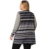Agnes Orinda Women's Plus Size Long Open Front Striped Contrast Casual Knit Cardigans - 4 of 4
