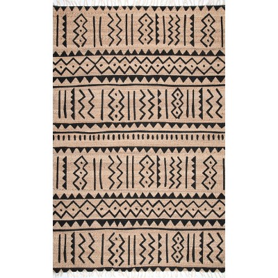 Handmade Adriana Cotton Tribal Fringe 4' x 6' Area Rug, Natural