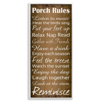Stupell Industries Porch Rules Country Rustic, 13" x 30"