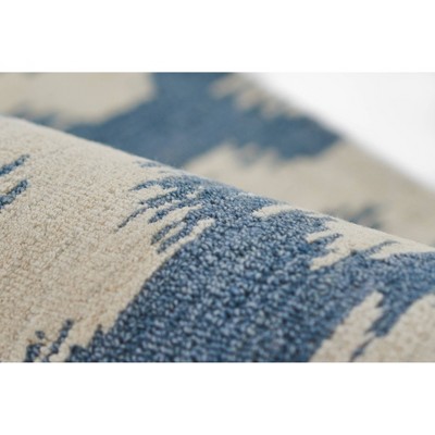 Slate Blue Hand Tufted Wool Ikat Rug, 3'6" x 5'6"