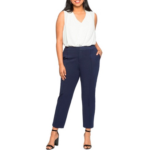 ELOQUII Women's Plus Size Tall 9-To-5 Stretch Work Pant - 20, Blue