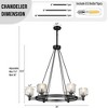 36 in. 6-Light Farmhouse Wagon Wheel Chandelier with Crystal Lampshade - 2 of 4