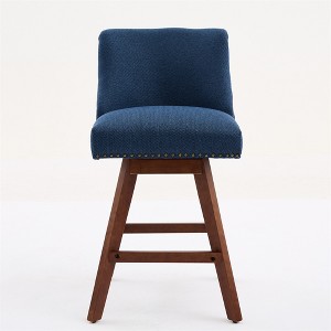 OUTSUPPLY Set of 2 Swivel Bar Stools with Thick Cushion & Solid Wood Legs for Kitchen Island - 1 of 4