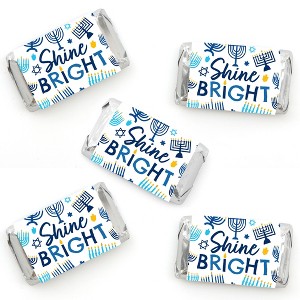 Big Dot of Happiness Hanukkah Menorah - Mini Candy Bar Wrapper Stickers - Chanukah Holiday Party Small Favors - 40 Count - 1 of 4