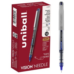 uni-ball uniball Vision Needle Rollerball Pens Fine Point 0.7mm Blue Ink Dozen (1734904) - 1 of 4
