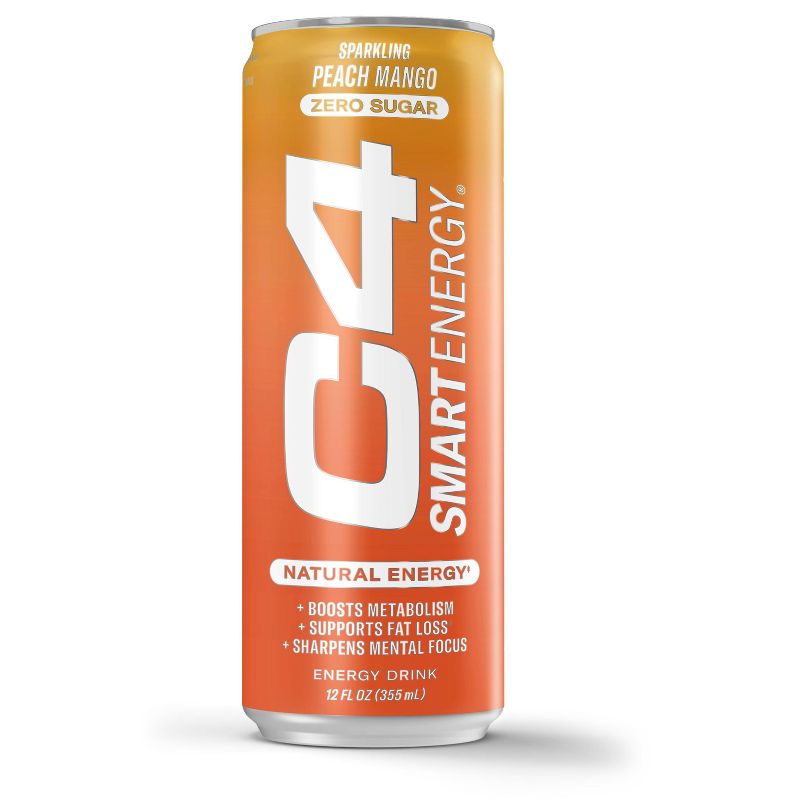 C4 Smart Energy Peach Mango Performance Drink - 12 fl oz Can, 1 of 9