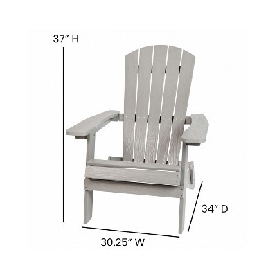 Gray Poly Resin Folding Adirondack Lounge Chairs with Arms