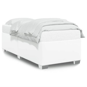 vidaXL Bed Frame without Mattress Upholstered Platform Base Bedroom Faux Leather - White Twin - 1 of 4