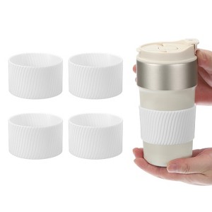 Unique Bargains Silicone Protective Heat Resistant Non Slip Coffee Cup Sleeve 4 Pcs - 1 of 4