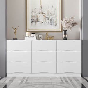 Famapy Horizontal Dresser For Bedroom Modern Minimalist Dresser Hidden Handles White - 1 of 4