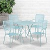 Emma and Oliver Commercial 28" Square Metal Folding Patio Table Set w/ 4 Square Back Chairs - 2 of 4