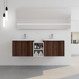 Okak Floating Bathroom Vanity with Sink Combo, Bathroom Sink Vanity with Soft Close Doors/Cabinets, Bathroom Sink Cabinet for Bathroom,Oak - 1 of 4