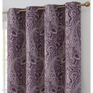 HLC.ME Paris Paisley Decorative Print Damask Pattern Light Reducing Grommet Window Curtain Panels for Bedroom, Set of 2 - 1 of 4