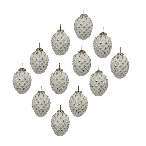 SEVOBAL Tree Ornaments Glass Hanging Ball Set of 12 for Christmas Tree and Holiday Party Decoration Displays, White, 3"*3"*3.5" - 1 of 4