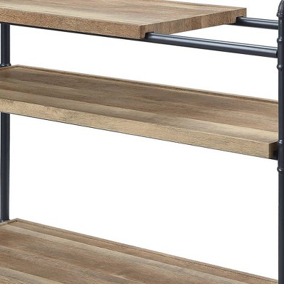 Modern Farmhouse Rustic Black Metal and Oak Wood 48" Bookshelf