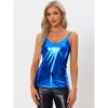 Allegra K Women's Metallic Shiny Party Deep V Neck Spaghetti Straps Cami Tops - 3 of 4