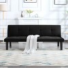 MAYEERTY 69 Inch Futon Sofa Bed Quick Conversion, Sturdy Faux Wood Frame, Faux Suede Cushions - 2 of 4