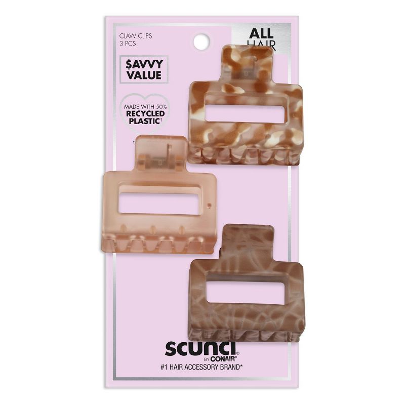 sc&#252;nci Recycled Rectangular Open Center Claw Clips - Neutral - All Hair - 3pk, 1 of 6