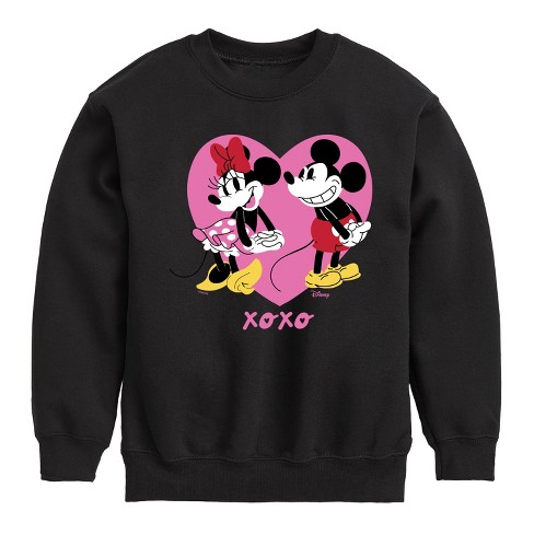 Boys' - Disney - Mickey And Minnie Heart Graphic Long Sleeve Fleece Sweatshirt - image 1 of 4