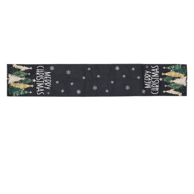 Unique Bargains Christmas Table Runner Gold Tone Star Christmas Tree Linen 72"x13" 1 Pc