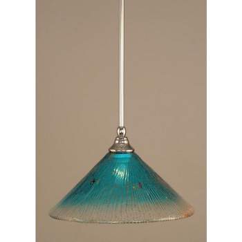 Toltec Lighting Any 1 - Light Pendant in  Chrome with 12" Teal Crystal Shade