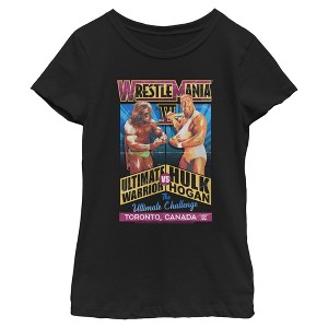 Girls WWE Hulk Hogan VS The Ultimate Warrior Poster T Shirt - 1 of 4