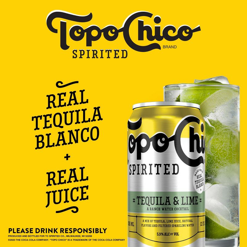 Topo Chico Spirited Tequila &#38; Lime - 4pk/12 fl oz Cans, 4 of 10