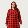 Anna-Kaci Lounge Women's Plaid Long Sleeve Midi Sleep Shirt with Soft Brushed Texture, Button-Front Detail and Relaxed Loose-Fit Silhouette - 3 of 4