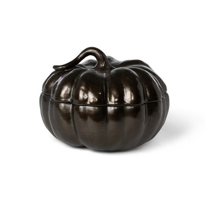 Park Hill Collection Bronze Lidded Ceramic Pumpkin Bowl, Medium