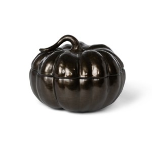 Park Hill Collection Bronze Lidded Ceramic Pumpkin Bowl, Medium - 1 of 2