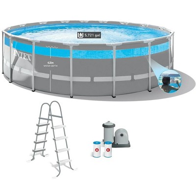 Intex 17' x 48" Prism Frame Clearview Premium Above Ground Swimming Pool Set