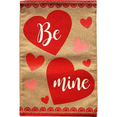 Briarwood Lane Be Mine Hearts Valentine's Day Burlap Garden Flag 18" x 12.5"