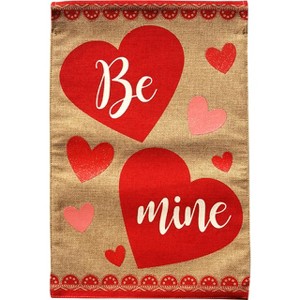 Briarwood Lane Be Mine Hearts Valentine's Day Burlap Garden Flag 18" x 12.5" - 1 of 4