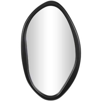 Wooden Abstract Oval Wall Mirror Black - Olivia & May