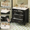 30" Bathroom Vanity with Sink Top, 3-Drawer Bathroom Vanity Storage Cabinet with Gold Pulls, Tip-Out Drawer - 4 of 4