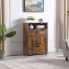 GlasFlength Decorative Storage Cabinets Modern Accent Storage Cabinet with 2 Doors Free standing Cabinet for Living Room, Brown, 23.6"*11.8"*42.5" - 2 of 4