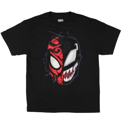 Marvel Comics Big Boys' Spider-Man vs Venom Split Face Graphic T-Shirt, XS Black