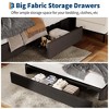 King Bed Frame with 3 Storage Drawers, Fabric Upholstered Platform Bed, Wooden Slats Support, Dark Grey - 4 of 4