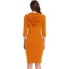 Women's Casual Long Sweatshirts 3/4 Sleeve Hooded Bodycon Dress with Kangaroo Pocket - 2 of 4