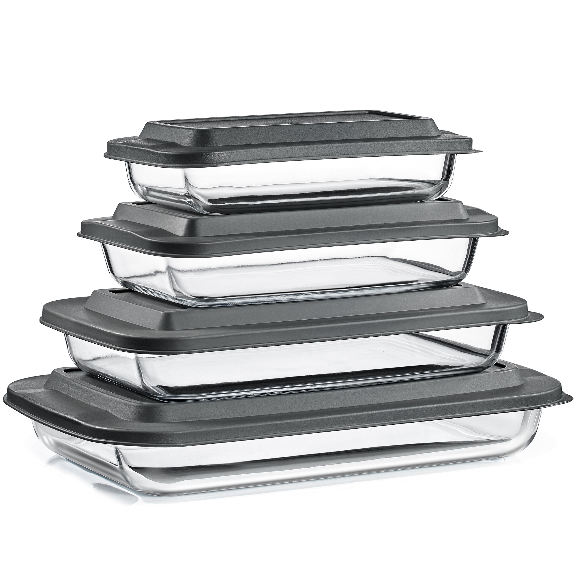 Sorbus 8-Piece Deep Glass Baking Dish Set with Lids - Versatile, Durable, Oven-Safe, & Dishwasher-Safe for Easy Baking, Storing, & Serving