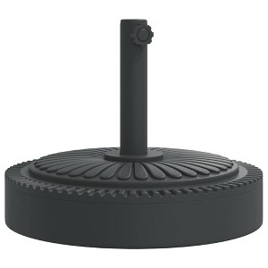 vidaXL Parasol Base - 55.1 lb, Round, Black, for Ø1.5/1.9" Poles - Durable PE/Concrete/Iron, Elegant Line Patterns, Perfect for Outdoor Areas - 1 of 4