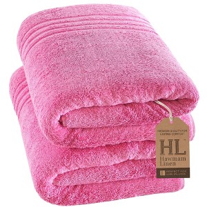 Hawmam Linen Jumbo Large Bath Sheets Towels 2-Pack 35 x 70 Inches Soft and Absorbent, Premium Quality 100% Cotton Towels - 1 of 4