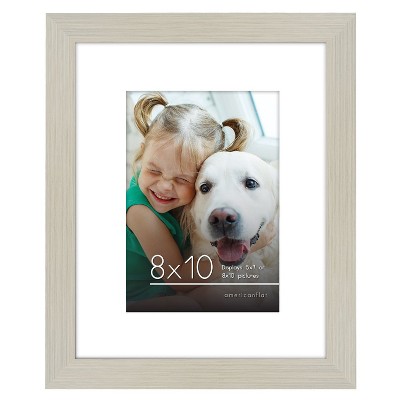 Americanflat 8x10 Picture Frame in Light Wood - Displays 5x7 With Mat and 8x10 Without Mat - Composite Wood with Shatter Resistant Glass  and Tabletop