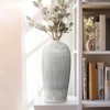 Decorative Ceramic Vase with Vertical Line Pattern for Living Room Decor - Home Decor Accent for Bedroom, Office, and Table Decor - 19", White - 3 of 4